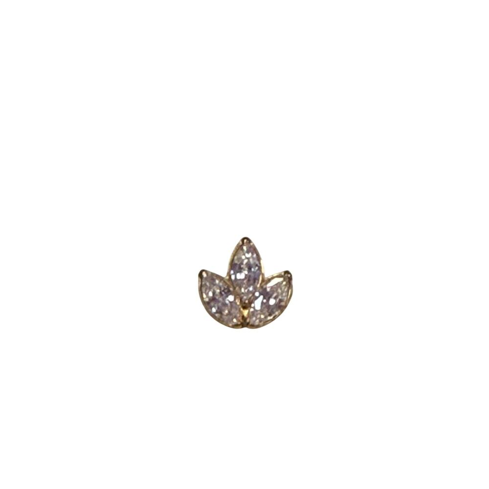 Implant Grade Titanium Internally Threaded 3 Marquise CZ Leaf Top